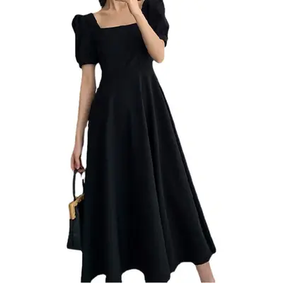 Elegant Red Hepburn Style Dress for Women