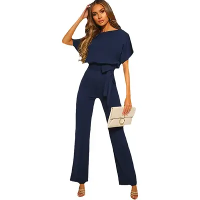 Elegant Light Beige Button-Up Jumpsuit Set