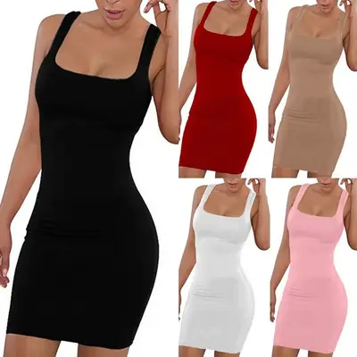 Red Slim Fit Strapless One-step Dress