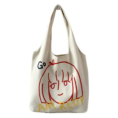 Women Canvas Shoulder Bag with Art Design Large Capacity