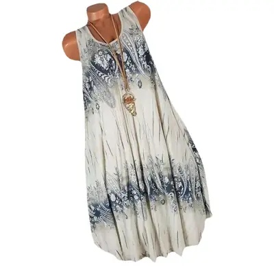 2023 Summer Women Digital Printed Pink Maxi Dress