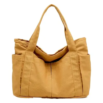 Harajuku Style Canvas Shoulder Bag Yellow Large Capacity