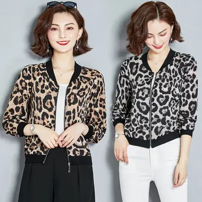 Chiffon Leopard Print Long Sleeve Jacket 2023