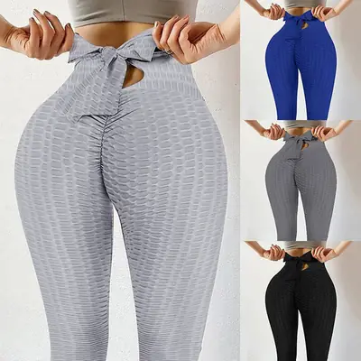 Red Bow Bubble Leggings Large Women