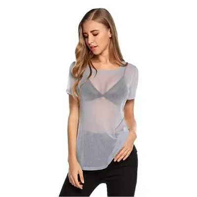 Sexy Mesh See-Through Blouse T-Shirt for Women