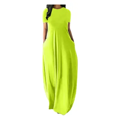 Yellow Long Sleeve Round Neck Dress for Women Large