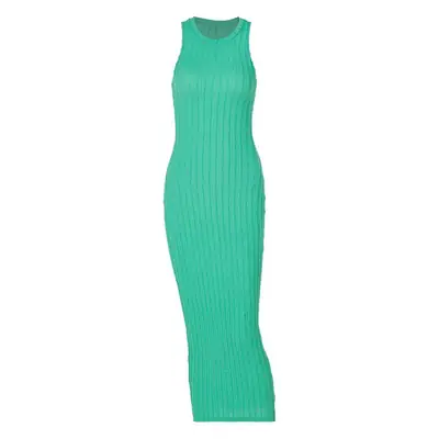 Light Blue Knitted Sleeveless Round Neck Dress for Women