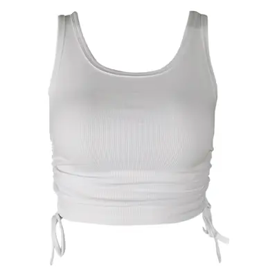 Black Ribbed Drawstring Top for Women