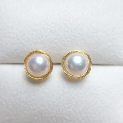 Zhuji Pearl Bird's Nest Earrings for Women 14K Gold Plated