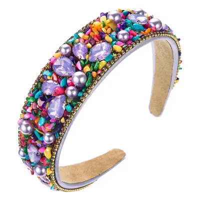 Colorful Broken Turquoise Diamond Wide Edge Headband