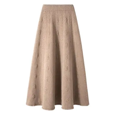 Women Knitted Wool Skirt Gray High Waist Autumn Winter
