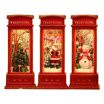 Christmas Telephone Booth Decor for Elderly Snowman Lamp