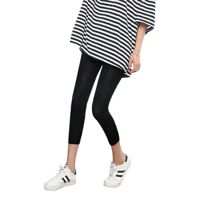 Women 7-Pc Leggings Solid Color Slimming Mid Length