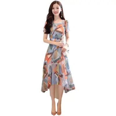 Women's Printed Irregular Flowy Dress Summer 2021