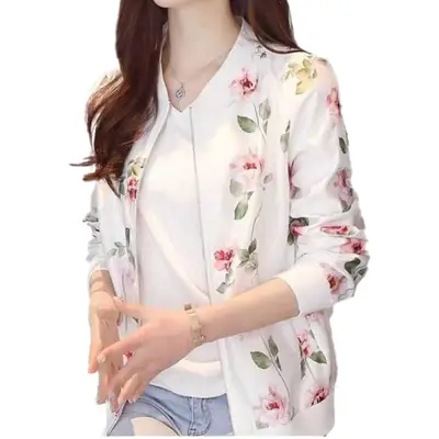Women Korean Style Printed Chiffon Sunscreen Jacket