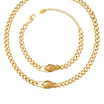 Gold Chain Bracelet with Snake Head Design for Women