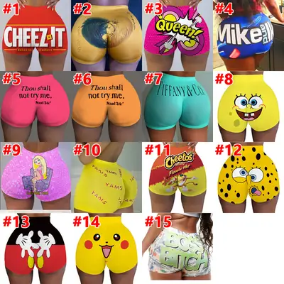 Sexy Printed Tight Shorts for Women Hot Colors