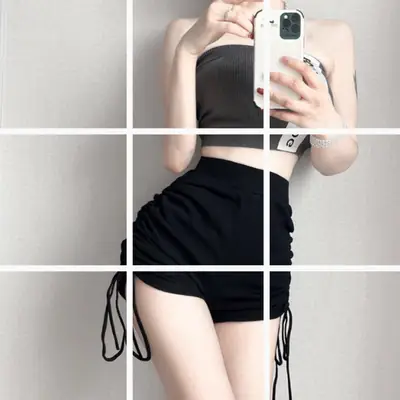 Women's Black High Waist Casual Shorts Summer 7015