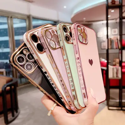 New Electroplating Love 16E iPhone 15 Max Mobile Case Anti-Fall Soft Shell