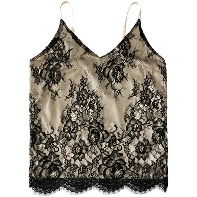 Lace Embroidered V-Neck Vest with Satin Outer