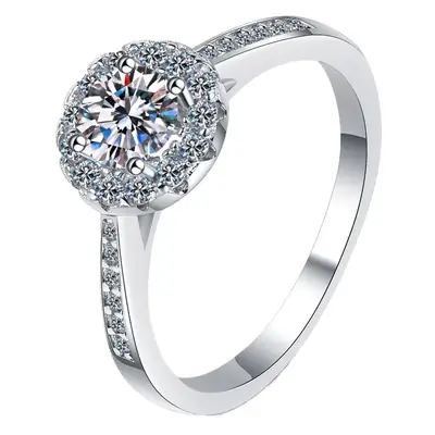 Round Bag S925 silver ring female platinum plated pt950 inlaid moissanite diamond ring empty support one-piece delivery