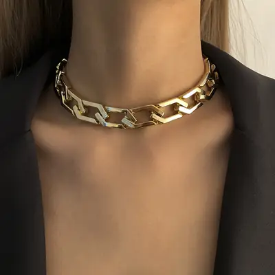 Gold Geometric Chain Necklace for Women Hip-hop Fashion