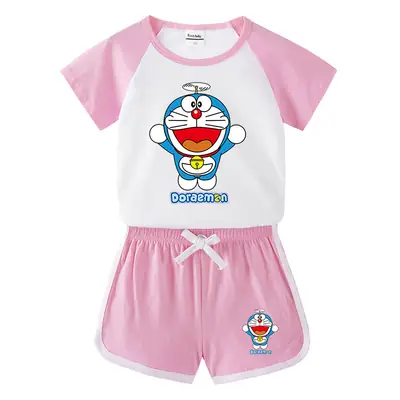 Doraemon 2Pc T-Shirt Blue White Summer Kids