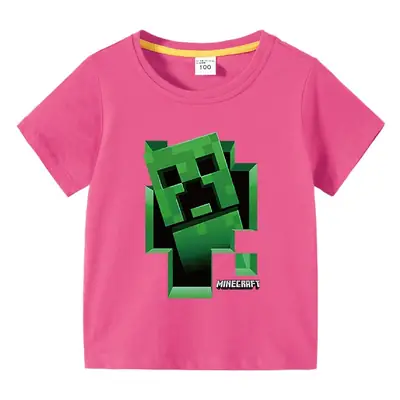 Minecraft Boys T-Shirt Purple Short Sleeve Cartoon Base
