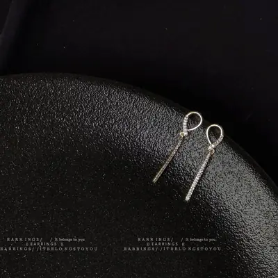 Real Gold Plated S925 Silver Needle Earrings with Micro-Paved Zircon