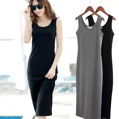 2026 Slim Fit Camisole Dress Black Plus Size