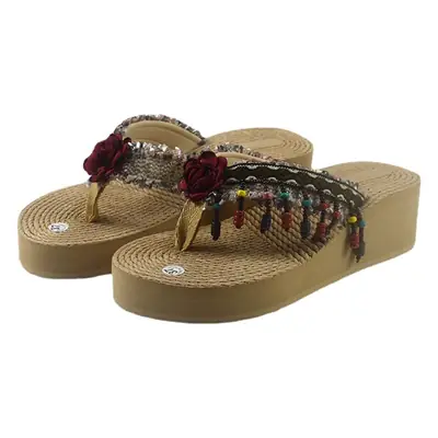 ins Flower Flip Flops Fashionable Thick Sole Outerwear Flip Flops Women's Summer New Arrival Beach Shoes