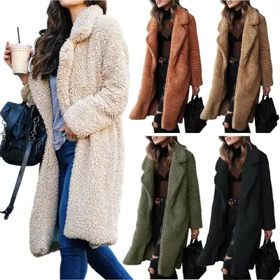 2022 Winter Long Sleeve Black Plush Coat for Women