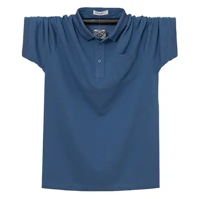 Gray 7XL Plus Plus Size Lapel Pocket Polo T-Shirt