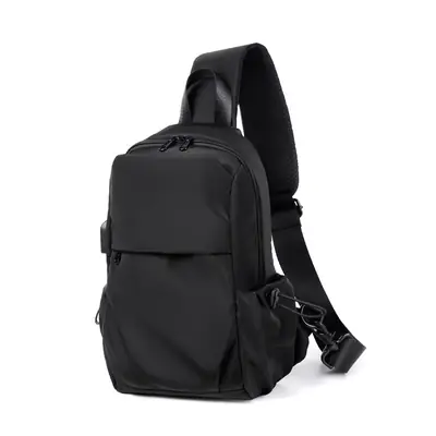 Men's Black USB Rechargeable Crossbody Bag