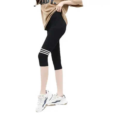 Women Black Heart Print High Waist Leggings