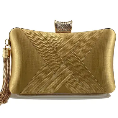 Black Tassel Metal Buckle Banquet Clutch Bag