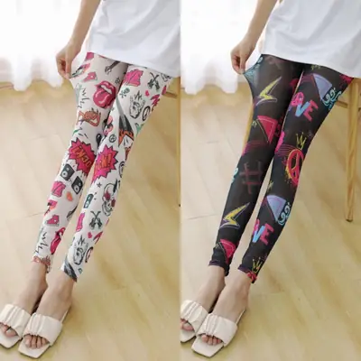 New Sexy Women's Mesh Leggings Elastic Floral Striped