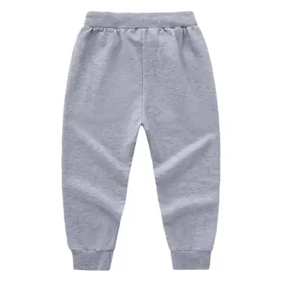 2026 Korean Style Grey Cotton Jogger Pants for Kids