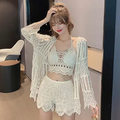 New Summer Lace Shorts Set with Tassel & Sunscreen