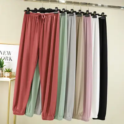 Korean Style Ice Silk Ankle Pants Large