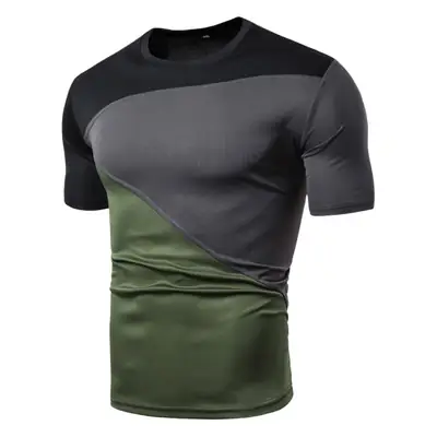 Men Cross Color Spliced Short Sleeve T-Shirt