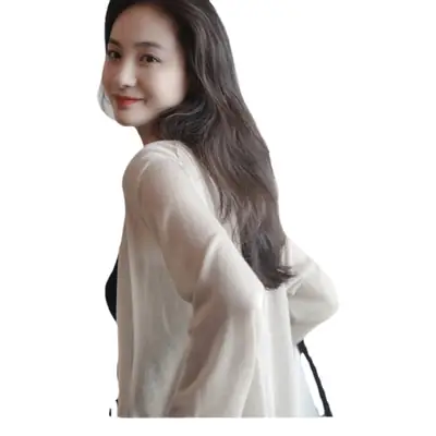 Women's Knitted Mustard Rice Grey Sweater with Silk Sleeve