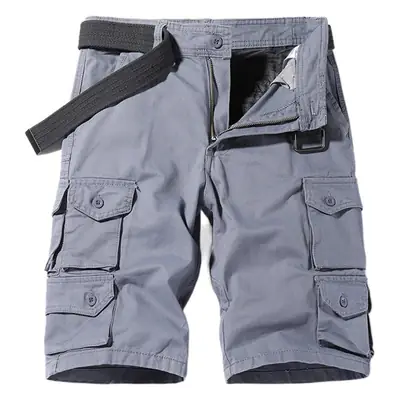 Men's Tan Cargo Shorts with Belt & 6-Pocket Design