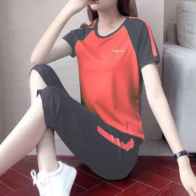 Women Running Sports Suit Green Black Large