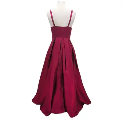Maroon Long Skirted Evening Gown with High Slit