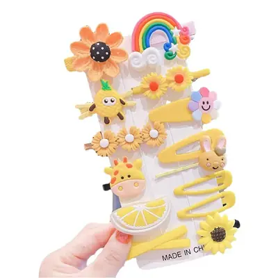 14 Piece Set of Cute Korean Hair Clips for Girls