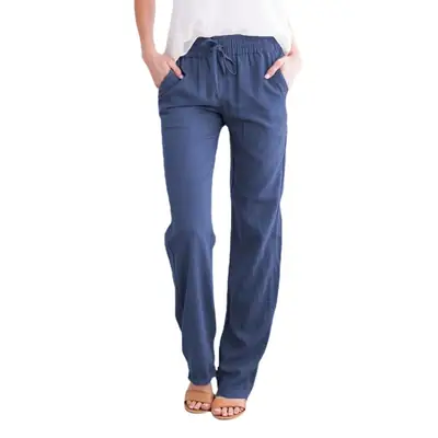 2025 Women's Cross-Border Cotton Linen Wide Leg Pants