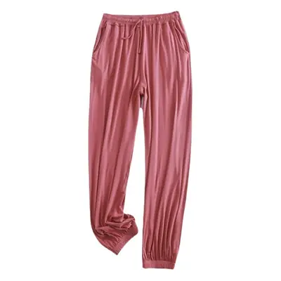 Women's Green Ice Silk Ankle-Tied Pajama Pants