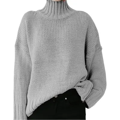 Women's High Collar Knitted Pullover Sweater Winter Warm