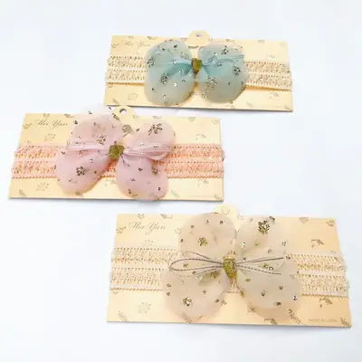 Baby Bow Hair Accessories for Girls, Pink & Blue, Princess Style